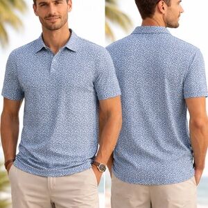 Goodfellow & Co Men’s Short Sleeve Polo Shirt – Blue Floral Print Size XL NWT